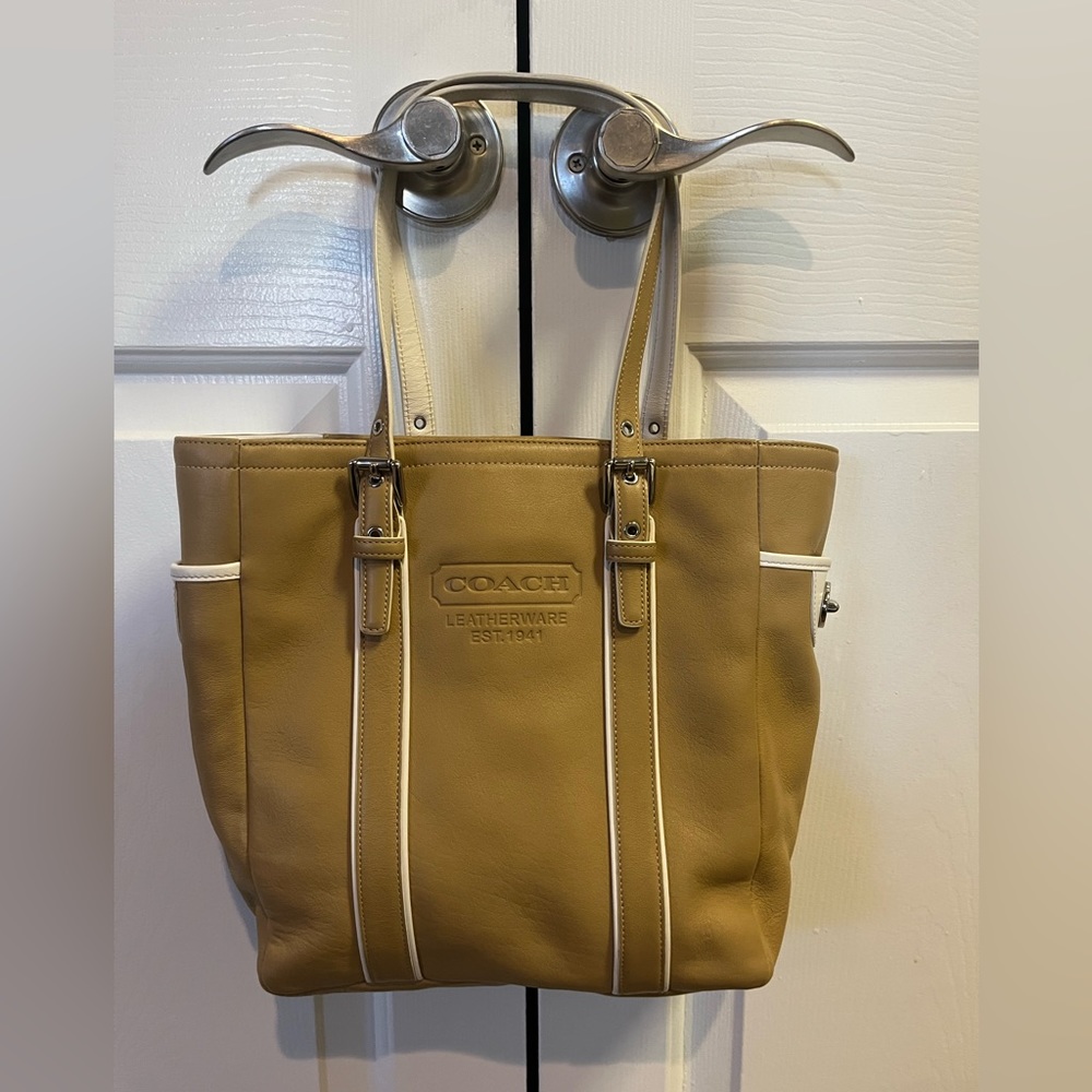 Tan Leather Coach Tote Bag
